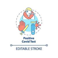 Positive covid test concept icon. Contraindications to covid vaccines abstract idea thin line illustration. Delaying vaccination process. Vector isolated outline color drawing. Editable stroke