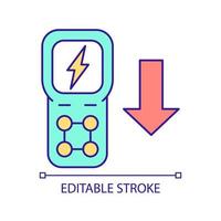 Lower load of electric network RGB color icon. Measuring tool. Smart grid feature. Power control. Isolated vector illustration. Simple filled line drawing. Editable stroke. Arial font used