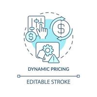 Dynamic pricing turquoise concept icon. Changing market dynamics abstract idea thin line illustration. Isolated outline drawing. Editable stroke. Roboto-Medium, Myriad Pro-Bold fonts used vector