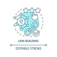 Link-building turquoise concept icon. SEO optimization tool. Current marketing trend abstract idea thin line illustration. Isolated outline drawing. Editable stroke. Arial, Myriad Pro-Bold fonts used vector