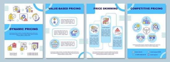 Pricing strategy types brochure template. Dynamic pricing. Booklet print design with linear icons. Vector layouts for presentation, annual reports, ads. Arial-Black, Myriad Pro-Regular fonts used