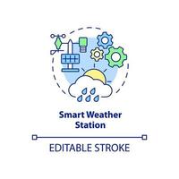 icono de concepto de estación meteorológica inteligente. gadget para agricultores idea abstracta ilustración de línea delgada. seguimiento de las precipitaciones locales. dibujo de contorno aislado. trazo editable. arial, innumerables fuentes pro-bold utilizadas vector