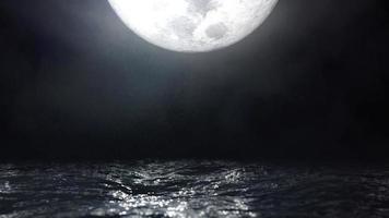 chiaro di luna che riflette sul primo piano del ciclo senza cuciture di paesaggio marino delle onde dell'acqua video