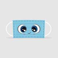 personaje de máscara médica con ojos grandes, ilustración tierna, impresión en textiles, en una camiseta, diseño de tablero de información, interior de instalaciones médicas, ilustración vectorial. vector