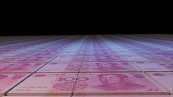 animação de loop sem costura de impressão de moeda de dinheiro yuan renminbi chinês video