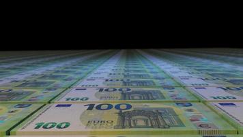 euro money currency printing seamless loop animation background video