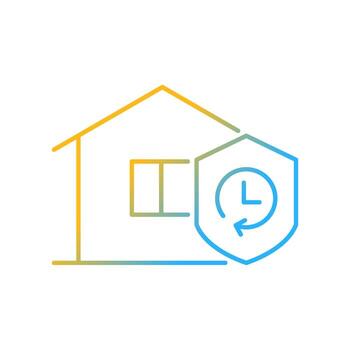 Durability gradient linear vector icon. Building materials reliability. House life expectancy. Building lifespan. Thin line color symbol. Modern style pictogram. Vector isolated outline drawing