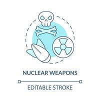 Nuclear weapons blue concept icon. Nuclear energy usage abstract idea thin line illustration. Releasing energy in nucleus. Atomic bomb. Vector isolated outline color drawing. Editable stroke