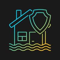 Flood insurance gradient vector icon for dark theme. Protecting property from disaster. Accident caused of weather. Thin line color symbol. Modern style pictogram. Vector isolated outline drawing