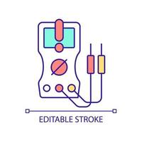 Multimeter RGB color icon. Smart grid testing tool. Electric equipment. Power load checkup. Isolated vector illustration. Simple filled line drawing. Editable stroke. Arial font used