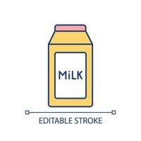 Milk RGB color icon. Dairy product. Lactose drink. Healthy and natural beverage. Rich in protein. Isolated vector illustration. Simple filled line drawing. Editable stroke. Arial font used