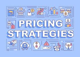 Pricing strategies word concepts purple banner. Market positioning. Infographics with linear icons on background. Isolated typography. Vector color illustration with text. Arial-Black font used