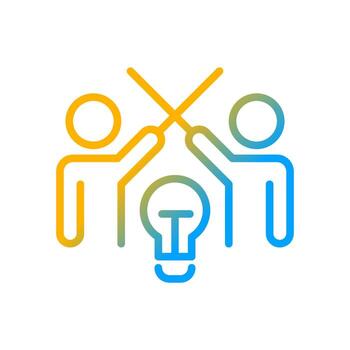 Conflict management gradient linear vector icon. Mediation and negotiation in team. Cooperation woth colleague. Thin line color symbol. Modern style pictogram. Vector isolated outline drawing