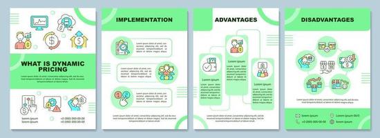 Dynamic pricing brochure template. Benefits and disadvantages. Booklet print design with linear icons. Vector layouts for presentation, annual reports, ads. Arial-Black, Myriad Pro-Regular fonts used