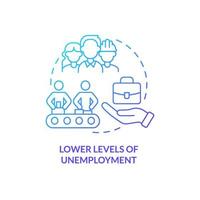 Lower levels of unemployment blue gradient concept icon. Centrally planned economy system advantages abstract idea thin line illustration. Isolated outline drawing. Myriad Pro-Bold fonts used vector
