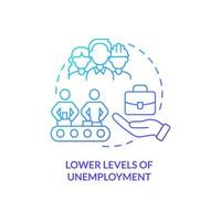Lower levels of unemployment blue gradient concept icon. Centrally planned economy system advantages abstract idea thin line illustration. Isolated outline drawing. Myriad Pro-Bold fonts used vector