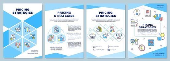 Pricing strategies brochure template. Establish best price. Booklet print design with linear icons. Vector layouts for presentation, annual reports, ads. Arial-Black, Myriad Pro-Regular fonts used