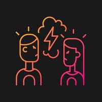 Quarreling couple gradient vector icon for dark theme.Angry girlfriend and boyfriend. Partners shouting at each other. Thin line color symbol. Modern style pictogram. Vector isolated outline drawing