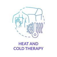 Heat and cold therapy graident blue concept icon. Compress for relieving back pain and swelling. Physiotherapy abstract idea thin line illustration. Vector isolated outline color drawing