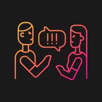 Couple criticizing each other gradient vector icon for dark theme. Open criticism on partner. Family disagreeing. Thin line color symbol. Modern style pictogram. Vector isolated outline drawing