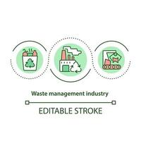 Waste management industry concept icon. Garbage recycling factory. Waste-processing plant abstract idea thin line illustration. Vector isolated outline color drawing. Editable stroke