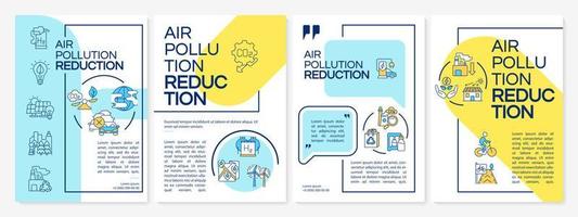 Air pollution reduction brochure template. Sustainable energy. Flyer, booklet, leaflet print, cover design with linear icons. Vector layouts for presentation, annual reports, advertisement pages