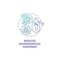 Reduced environmental footprint blue gradient concept icon. Lowering greenhouse gas emissions abstract idea thin line illustration. Isolated outline drawing. Roboto-Medium, Myriad Pro-Bold fonts used vector