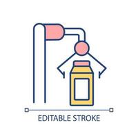 Beverage manufacturing RGB color icon. Milk and dairy product manufacturing. Automated equipment. Isolated vector illustration. Simple filled line drawing. Editable stroke. Arial font used