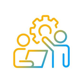 Collaboration gradient linear vector icon. Group cooperation to work on project development. Coworking. Thin line color symbol. Modern style pictogram. Vector isolated outline drawing