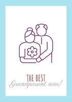 With love to best grandparent ever postcard with linear glyph icon. Greeting card with decorative vector design. Simple style poster with creative lineart illustration. Flyer with holiday wish