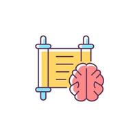 Philosophy RGB color icon. Brain against background of ancient manuscript. Philosophy education. Study of fundamental questions. Isolated vector illustration. Simple filled line drawing