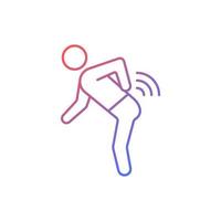 Back rheumatism gradient linear vector icon. Inflammatory back pain. Limited movement. Flexibility loss in spine. Thin line color symbol. Modern style pictogram. Vector isolated outline drawing