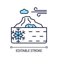 Perennial ice RGB color icon. Ice and snow layers covering ground. Multi-year polar glaciers. Arctic sea region. Cold climate. Isolated vector illustration. Simple filled line drawing. Editable stroke