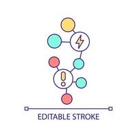 icono de color rgb de la tecnología de análisis de redes inteligentes. sistema de control. prevención de averías. ilustración vectorial aislada. dibujo de línea rellena simple. trazo editable. fuente arial utilizada vector