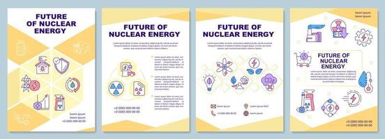 Future of nuclear energy brochure template. Fighting climate change. Flyer, booklet, leaflet print, cover design with linear icons. Vector layouts for presentation, annual reports, advertisement pages