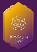 Sending love from India postcard with linear glyph icon. Greeting card with decorative vector design. Simple style poster with creative lineart illustration. Flyer with holiday wish