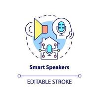 Smart speakers concept icon. Smart home gadget abstract idea thin line illustration. Voice command device. Isolated outline drawing. Editable stroke. Arial, Myriad Pro-Bold fonts used vector