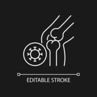 Reactive arthritis white linear icon for dark theme. Infectious joint disease. Bones inflammation. Thin line customizable illustration. Isolated vector contour symbol for night mode. Editable stroke