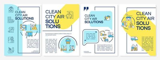 Clean city air solutions brochure template. Clean public transport. Flyer, booklet, leaflet print, cover design with linear icons. Vector layouts for presentation, annual reports, advertisement pages