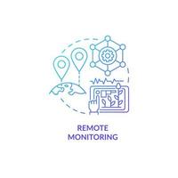 Remote monitoring blue gradient concept icon. Controlling moisture level and soil health abstract idea thin line illustration. Isolated outline drawing. Roboto-Medium, Myriad Pro-Bold fonts used vector