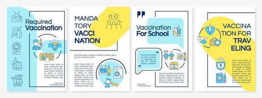 Vaccination requirements brochure template. Workplace and traveling. Flyer, booklet, leaflet print, cover design with linear icons. Vector layouts for presentation, annual reports, advertisement pages