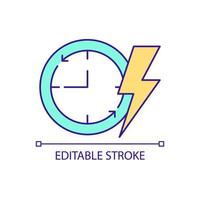 Time of electric network load reduction RGB color icon. Planning energy consumption. Lower tariff period. Isolated vector illustration. Simple filled line drawing. Editable stroke. Arial font used