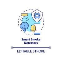 Smart smoke detectors concept icon. Home automation product abstract idea thin line illustration. Push notifications. Isolated outline drawing. Editable stroke. Arial, Myriad Pro-Bold fonts used vector