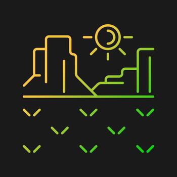 Plateau gradient vector icon for dark theme. Elevated flat terrain. Plain area raised above surface. Tableland. Thin line color symbol. Modern style pictogram. Vector isolated outline drawing