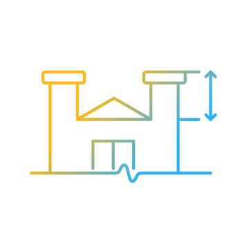 paredes de parapeto icono de vector lineal de gradiente de altura mínima. extensiones del sistema de techo existente. regulaciones de seguridad. símbolo de color de línea delgada. pictograma de estilo moderno. dibujo de contorno aislado vectorial