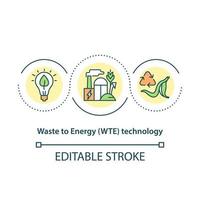 Waste to energy technology concept icon. Development of alternative energy sources market abstract idea thin line illustration. Vector isolated outline color drawing. Editable stroke