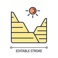 Loess RGB color icon. Sediment landform. Windblown dust and silt formation. Mountain slope land type. Arid region terrain. Isolated vector illustration. Simple filled line drawing. Editable stroke