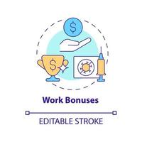 Work bonuses concept icon. Vaccination rewards abstract idea thin line illustration. Paid time off. Cash bonuses. Handling employee health. Vector isolated outline color drawing. Editable stroke