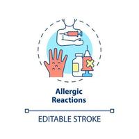 Allergic reactions concept icon. Contraindications to covid vaccines abstract idea thin line illustration. Bad rash over body. Medical condition. Vector isolated outline color drawing. Editable stroke