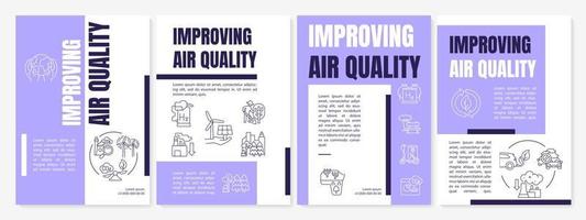 Improving air quality brochure template. Sustainable solutions. Flyer, booklet, leaflet print, cover design with linear icons. Vector layouts for presentation, annual reports, advertisement pages